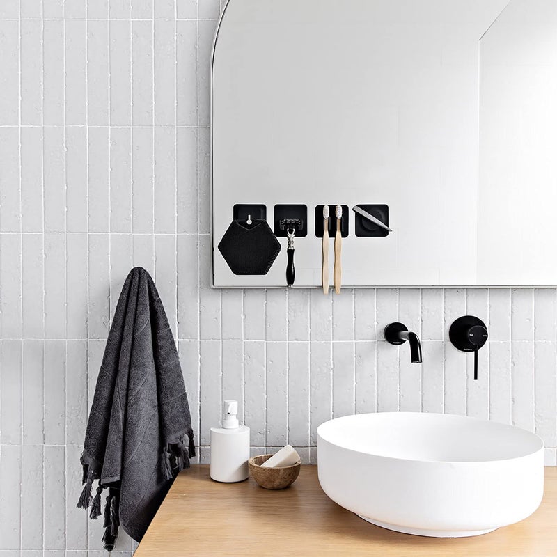 TOOLETRIES The 4-in-1 Tile Series - Secure Holders, Silicone Toiletry Organizer, Shower & Bathroom Accessory - Features Silicone-Grip Technology, Removable & Reusable - Charcoal - Image 2